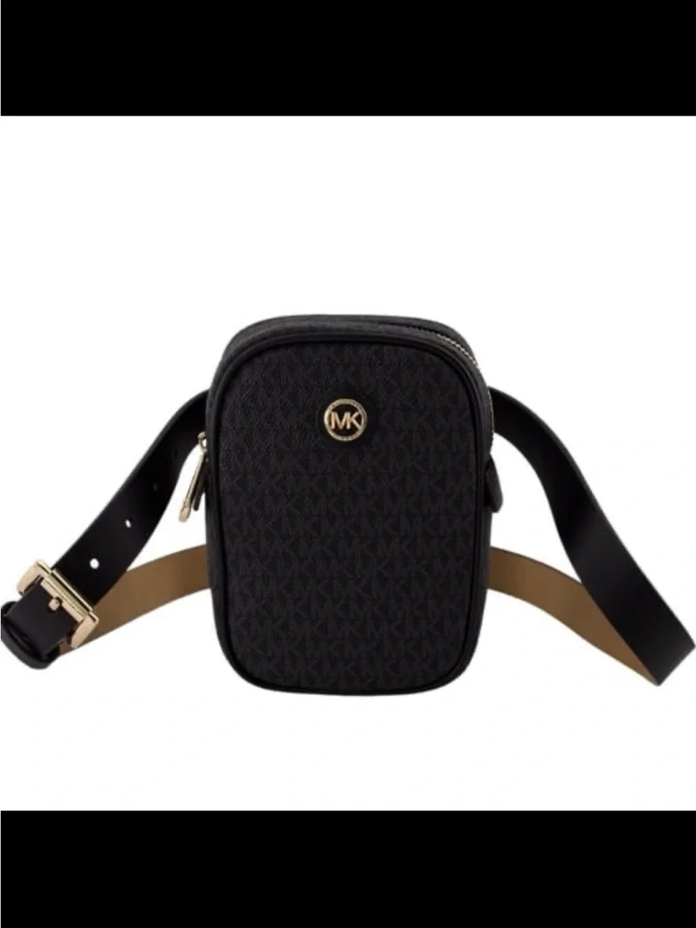 NWT Michael Kors women’s logo belt bag black gold size S/M